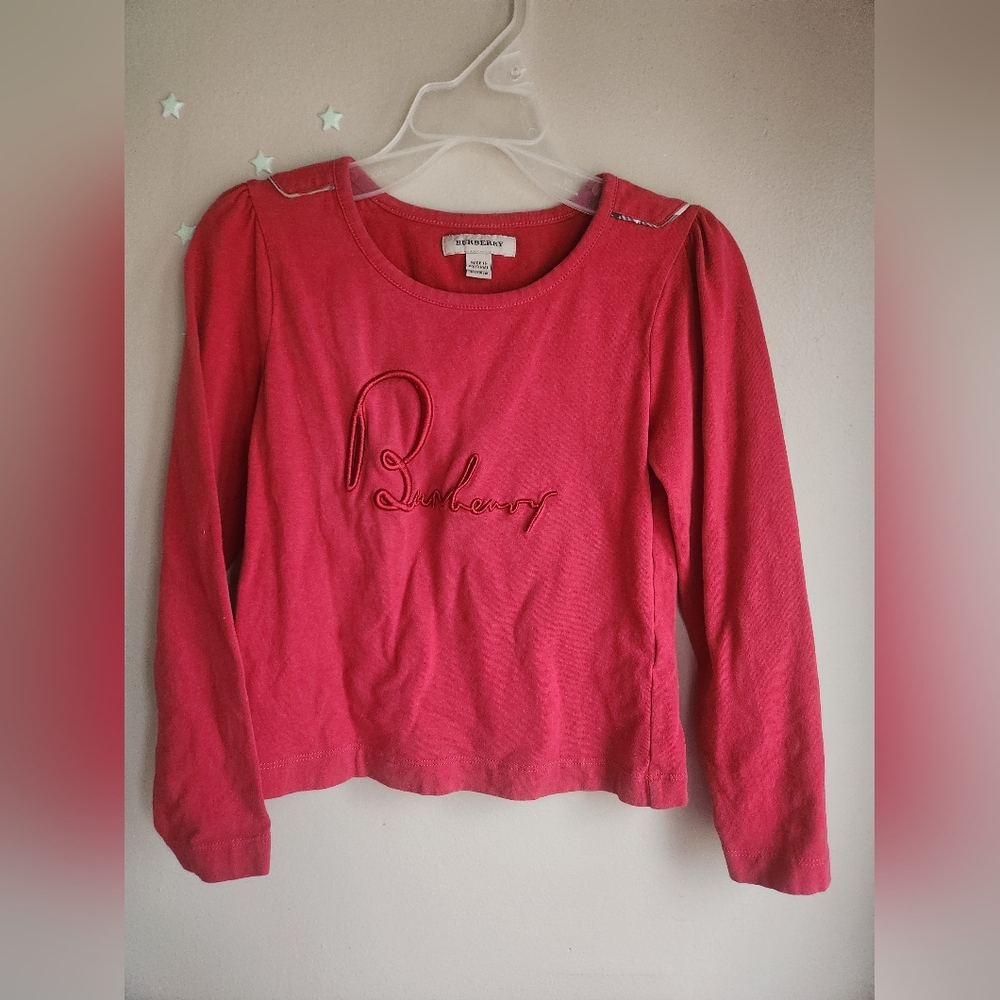 Burberry Red Long Sleeve Kids Tee